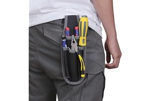 Waist Tool Pouch, Small Tool Pouch with 4 Pockets and Heavy-Duty Metal Belt Clip for Electrician