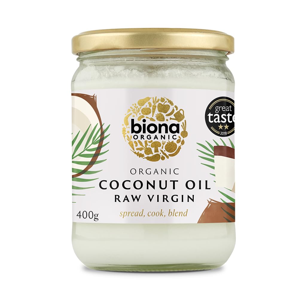 Biona Organic Raw Virgin Coconut Oil 400g - Great Taste Award 2024 Winner - Versatile Cooking Ingredient & Natural Beauty Product (Packaging may vary)