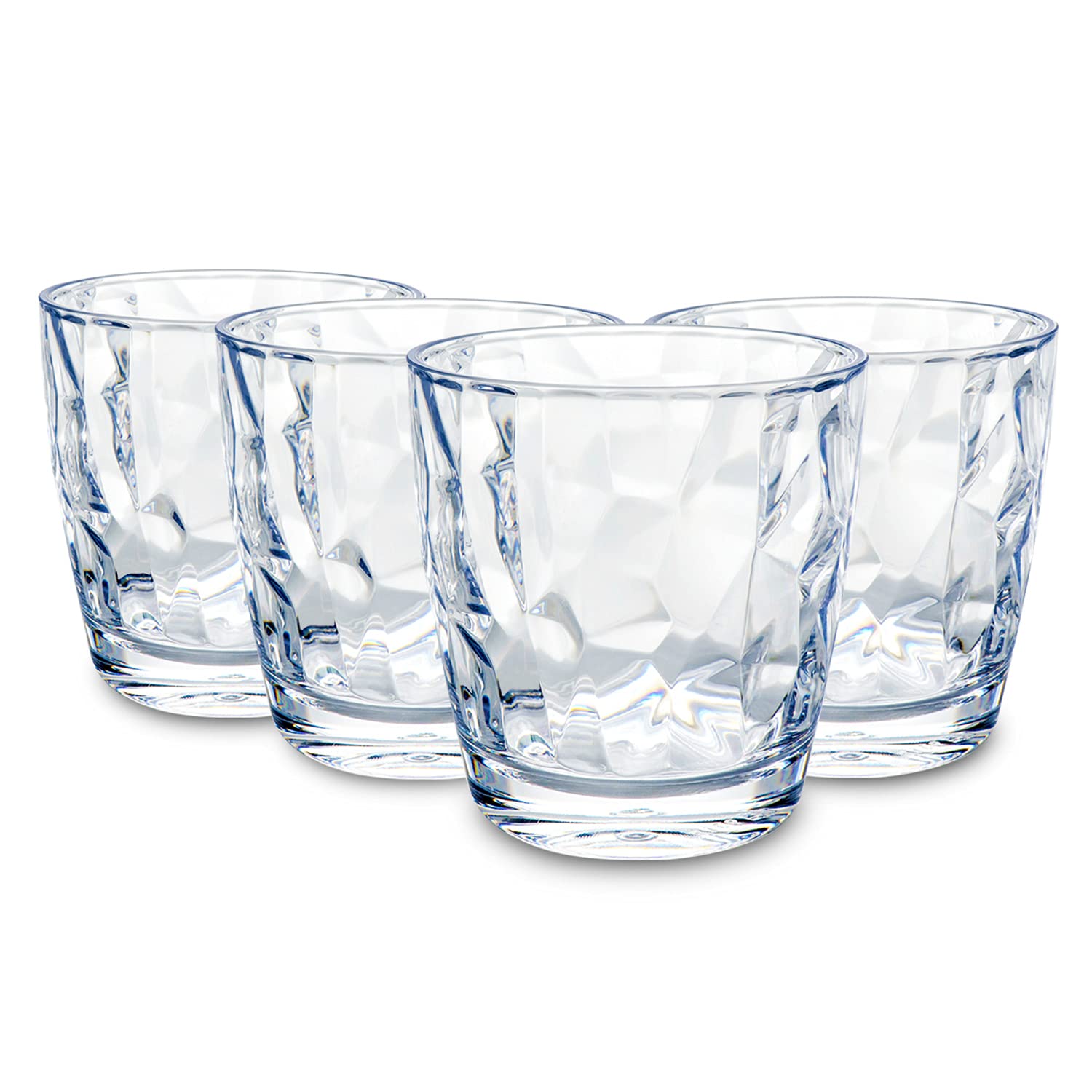 YINJOYI 300ml Clear Plastic Cups Tumblers Water Glasses Reusable Drinking Glassware Picnic Drinkware 4 Set