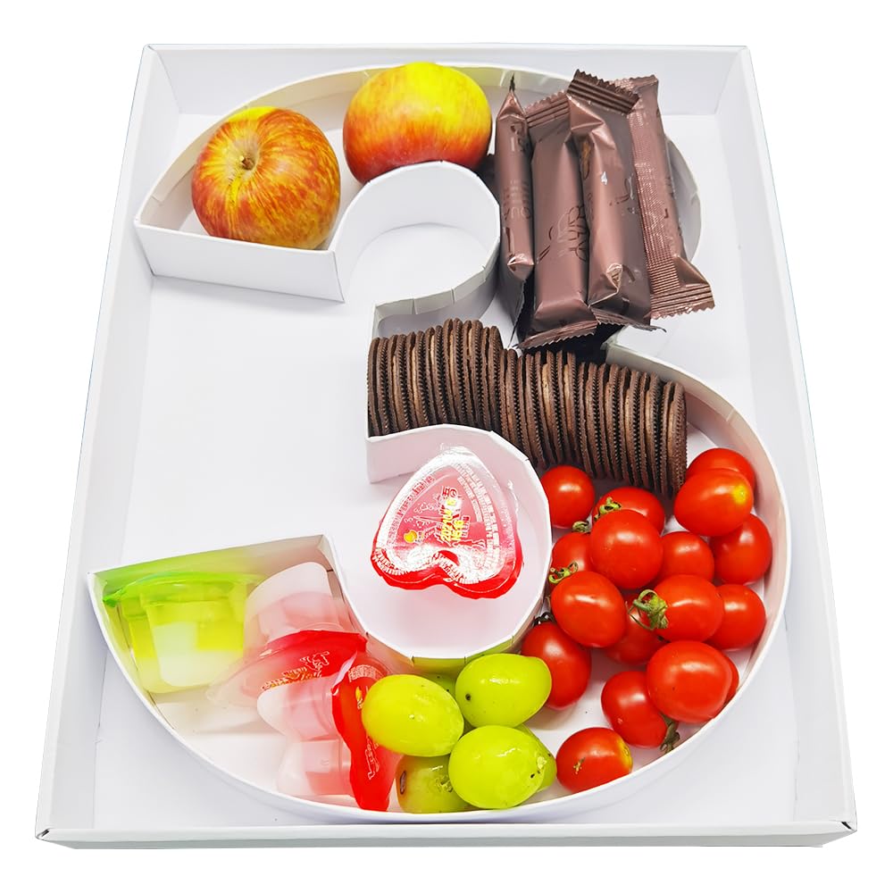 WENPACK 30.5cm Fillable Cardboard Number Shaped Box Clear Cover Sweets Charcuterie Grazing Packaging (3)