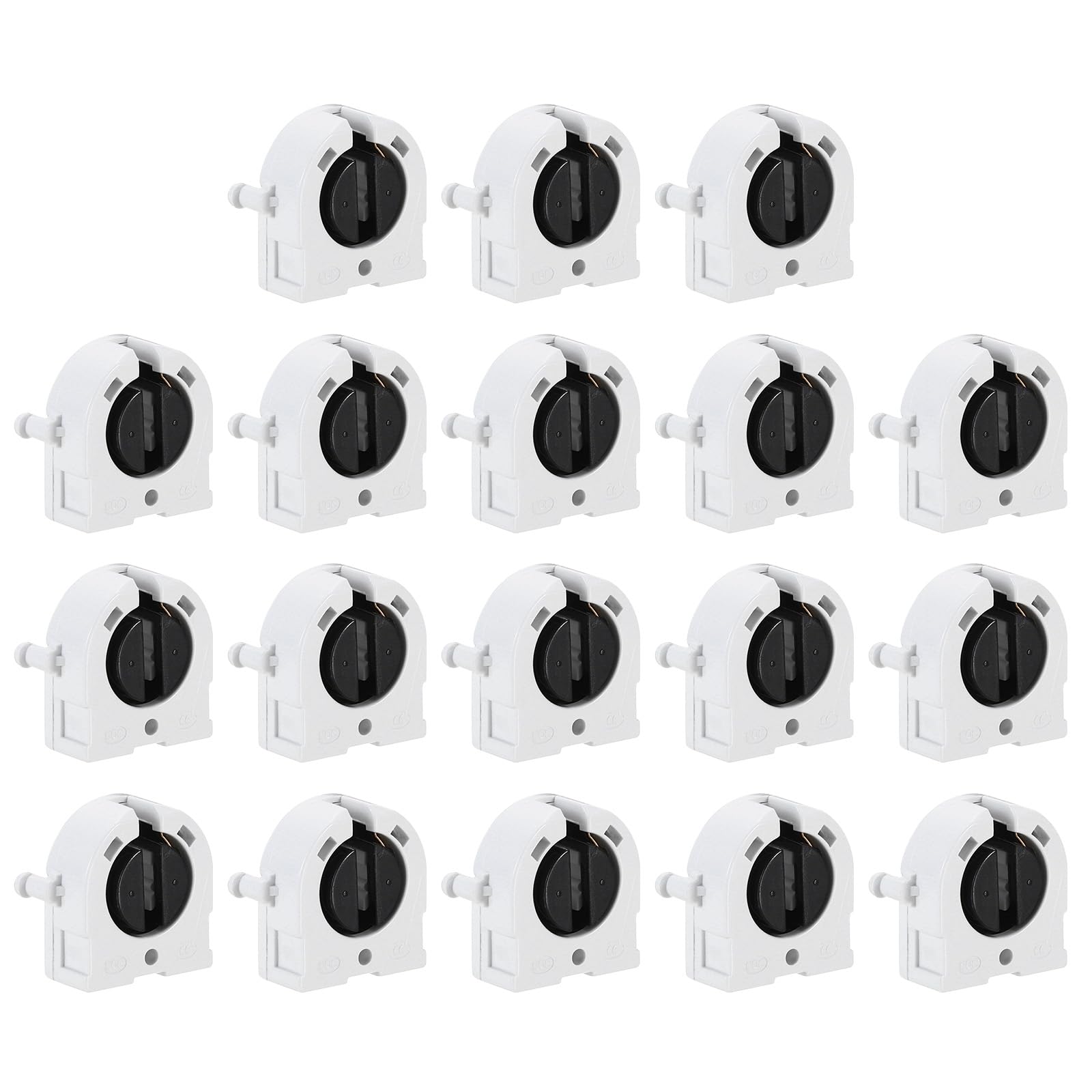 PATIKIL T8 Fluorescent Light Holder, 18 Pack G13 Lamp Base LED Fluorescent Tube Light Socket 500V Non-shunted Turn Type Lamp Holder Replacement, 26x32x13mm