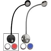 Wave One Marine Dual Color Gooseneck LED Chart Reading Light | Flexible Dimmable Sailboat Cabin Wall Map Boat Yacht RV Interior Night Lighting 12-24V Volt (Black | White &amp; Red)