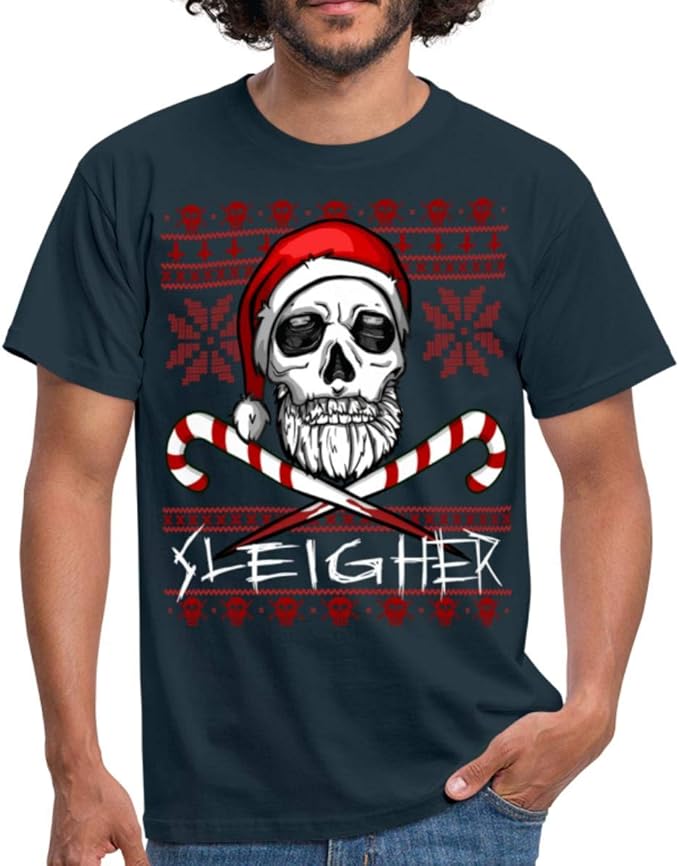 Sleigher Ugly Christmas Sweater Totenkopf Männer TShirt Amazon.de