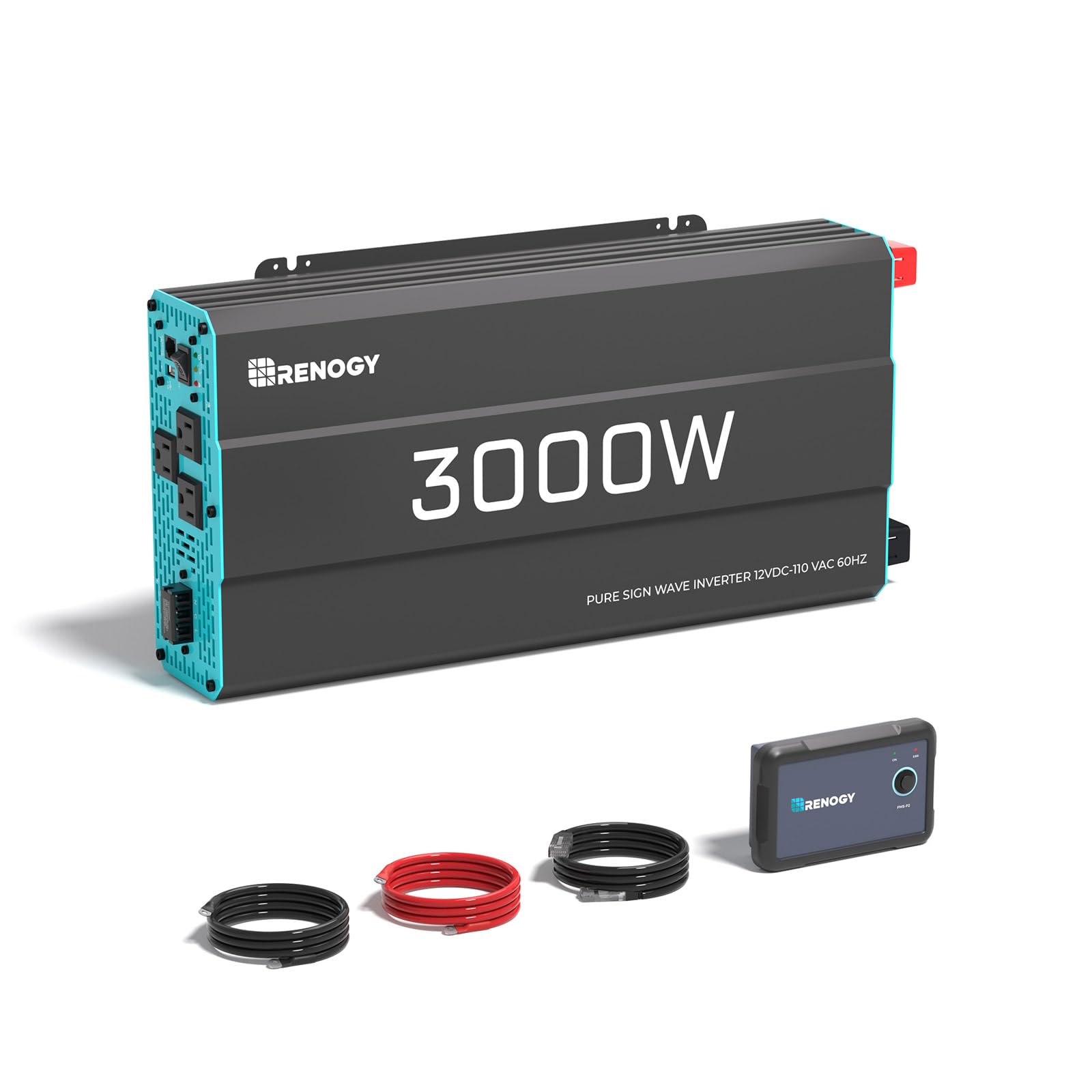 Photo 1 of Renogy Inverter P2 3000 watt Pure Sine Wave Inverter, Solar Car Power Inverter 12V to 120V AC Converter for RV, Truck, Camping, Home Backup, Outdoor, Emergency, Off-Grid Living, 16.4FT Remote Control