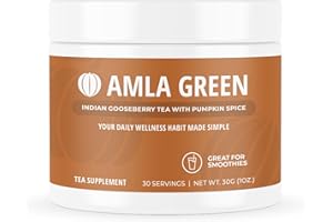AMLA GREEN Amla Powder Superfood Supplement with Pumpkin Spice, 20x Ultra Concentrated Amla, Made with Cinnamon, Ginger, Nutmeg, Cloves, Allspice, Cardamom, Indian Gooseberries, Pumpkin Spice, 30 Servings