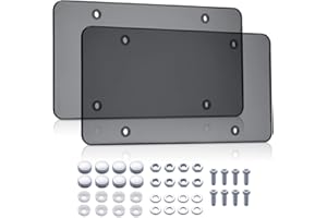 WildAuto License Plate Cover,2Pack Flat Car License Shields Frame with Non-Rusting Screws Caps, Durable Plate Covers Weatherp