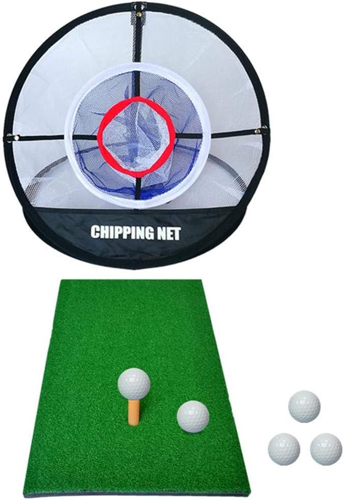 Sponsi Realistic Fairway Turf Portable Chipping Golfing Target Accessories Training Aids Backyard Indoor Practice Swing Game Golf Practice Set Golf Mat Pop Up Collapsible Golf Chipping Net