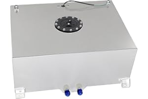 GSTP Universal 20 Gallon 80L Fuel Cell Tank with Cap and Level Sender Polished Aluminum Silver