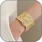 Harry and Henry Chunky Gold Bangles for Women Stack Chunky Cuff Bracelet Non Tarnish Statement Trendy Jewelry Birthday Valentine Gifts
