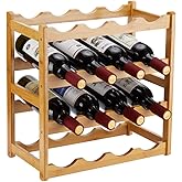 Homevany Bamboo Wine Rack, Sturdy and Durable Countertop Wine Storage Cabinet Shelf for Pantry - 4 Tiers 16 Bottle Wine Rack