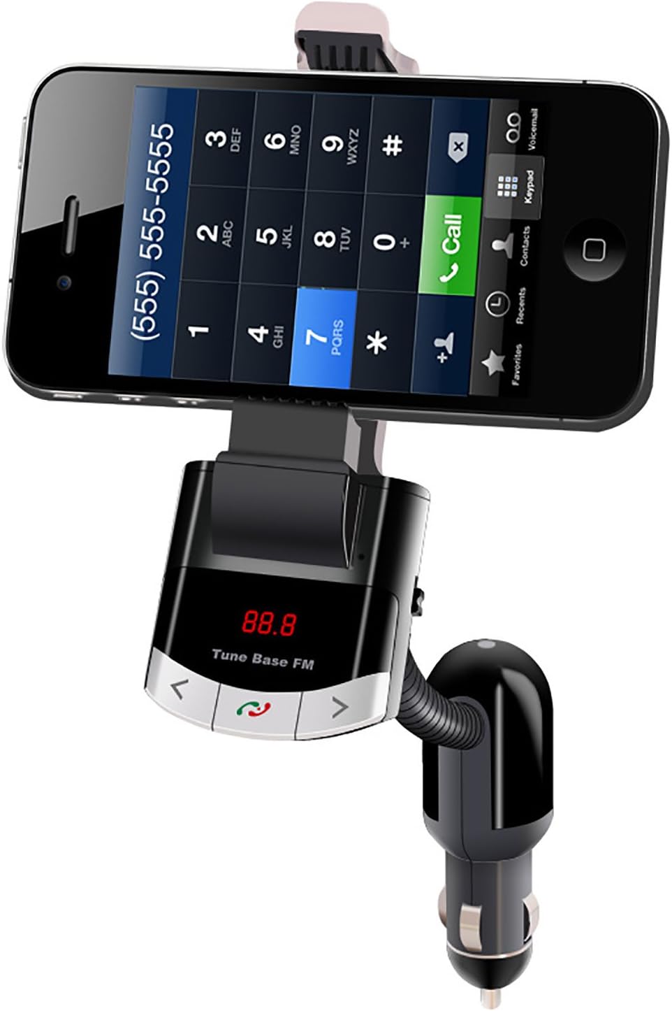FM Transmitter, KOMRT Wireless Bluetooth Multi-functional Car Kit Phone Mount Holder Hands-free Calling Car Charger for iPhone Samsung Smart Phones Tablets iPad