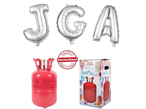Alsino JGA Deko Ballons Junggesellinnenabschied Damen Accessoires Set - Heliumgasflasche 250 L mit 'JGA' Folienballons, Größe