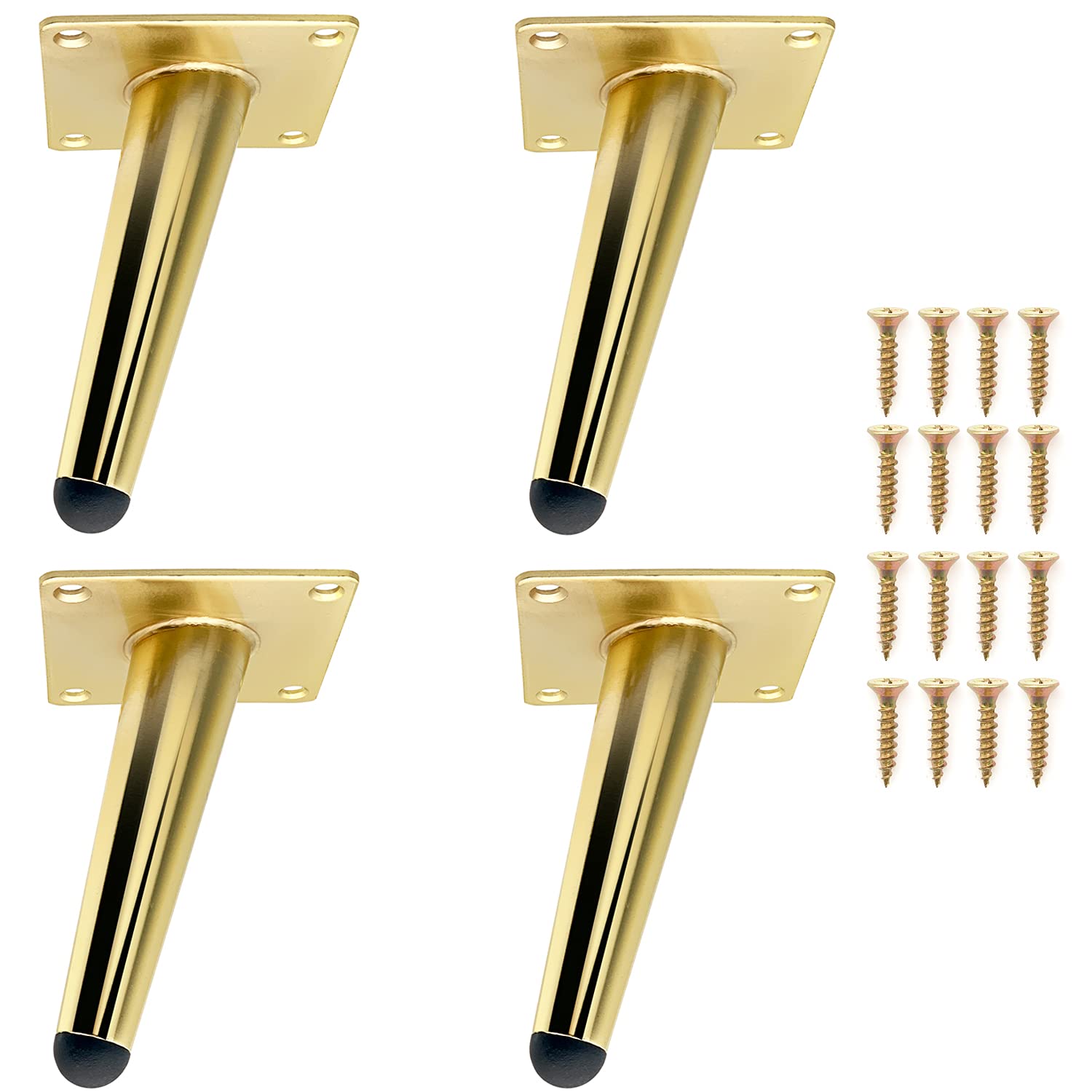 Set of 4 Gold Angled Furniture Legs, Durable Metal 12cm Table Legs, Sofa Legs to Replace or Adjust the Height of Bedside Tables, Sofa, TV Furniture, Armchair etc