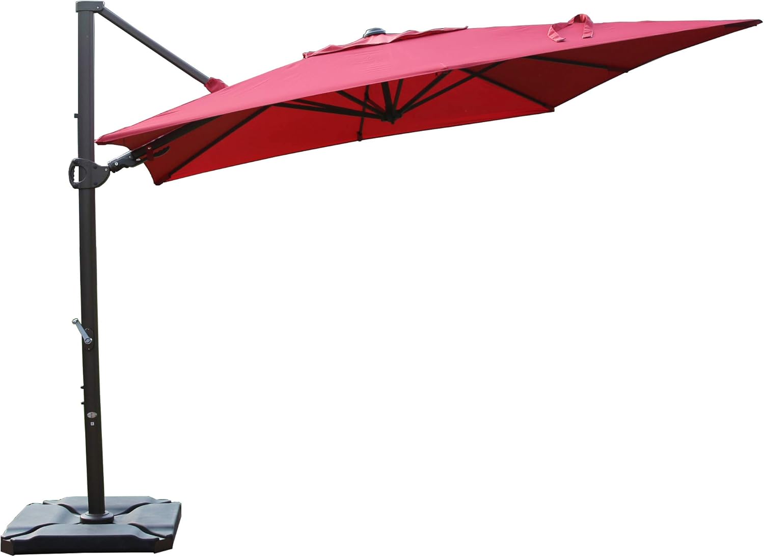 Amazon Com Sorara Offset Cantilever Umbrella 9 X9 Outdoor Patio Umbrella Weight Base Not Included Jockey Red Garden Outdoor