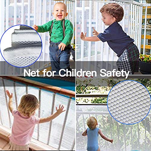 Child Safety Rail Net for Stairs, CuleedTec 10x2.5ft Balcony Protective Net for Kids Toys Pets, Anti-Fall Protection Net for Children, Indoor & Outdoor Rail Balcony Banister Stair Net,SGS Passed - Thumbnail 2