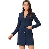 Allegra K Women's Blazer Dress Notched Lapel Collar Teacher Office Work Jackets Outfits