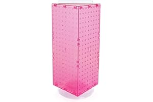 Azar Displays 703385-PNK Four-Sided Revolving 8”W X 20”H Pegboard Counter Display, Pink