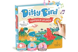 Ditty Bird Dinosaur Book for Toddlers | Realistic Dino Sound Book | Interactive T-Rex Board Books for Toddlers 1-3 | Sensory, Musical Books for Dino Lovers | Sturdy Nursery Rhyme Toys for Baby