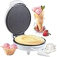 Waffle Cone and Bowl Maker for Homemade Ice Cream Cones- Includes Shaper Roller & Bowl Press- Electric Nonstick Waffler Iron Machine for Sundaes or DIY Dessert, Summer BBQ Gift Treat for Kids Adults