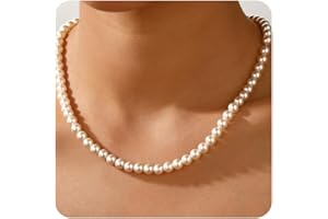 Ritach Pearl Necklaces for Women - Real Gold Plated Dainty Choker Necklace Layered Gold Necklace Set Daisy Round Drop Pearl Necklaces for Women Teens Bridesmaid Wedding Gifts