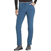 HeartSoul Scrub Pants for Women Contemporary Fit Mid Rise Tapered Leg 4 Pocket Waistband with Drawstring Bottom HS185
