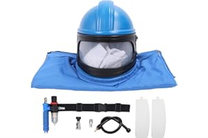 Sand Blasting Hood Hat, Air Feed Sandblast Helmet with Dual Layer Lens Design, Lightweight Sandblasting Suit, Adjustable Airf