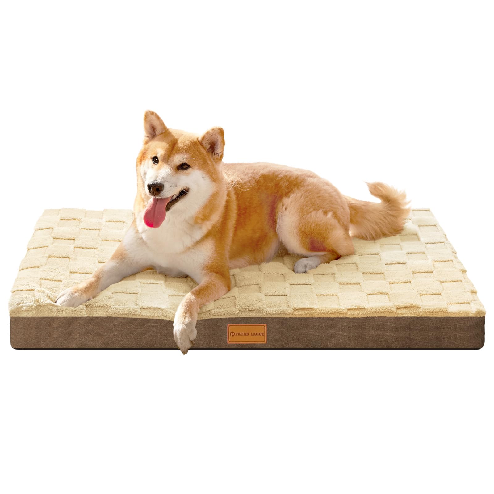 Photo 1 of Patas Lague Orthopedic Dog Bed for Medium Dogs, Waterproof Soft Warm Comfortable Egg Crate Foam Medium Pet Beds Mat with Removable Washable Cover and Nonskid Bottom, 30''X20'' Brown