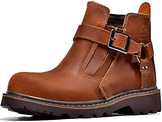 Amazon Co Jp 赤茶色の狂気の馬茶色メンズレディースクラシックレザーアンクルブーツユニセックスアダルトチェルシーブーツ防水レトロマーティン ブーツ A 40 服 ファッション小物