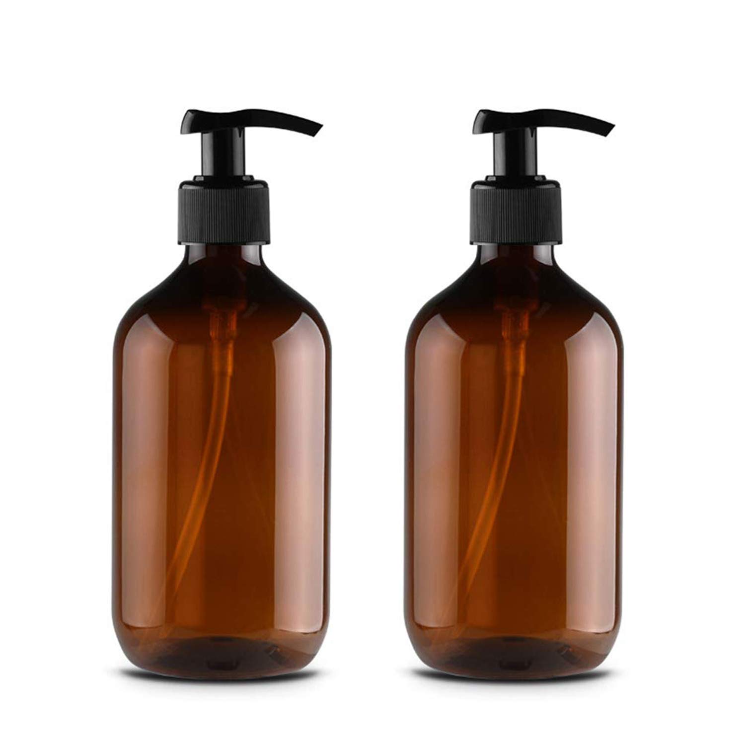 JamHooDirect 2Pcs 300ml/10oz Empty Plastic Pump Bottles, Refillable Lotion Shampoo Body Washing Cream Shower Gel Storage Holder Container Toiletries Liquid Dispenser (brown) — image 1