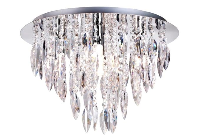 Modern Circular 5 Light Semi Flush Ceiling Fitting With Clear