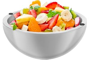 SYKUIHSG Dip Chiller Bowl, Ice Serving Bowl Stainless Steel, Salad Chilled Insulated Food Bowl Double Layer Design Effective 