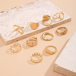 INENIMARTJ Boho Rings for Women,14K Gold Stacking