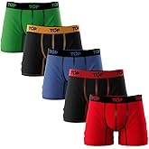 TOP - Men's Cotton Blend Boxer Briefs - Pack of 5 - Breathable & Lightweight for All-Day Comfort