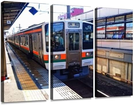 Amazon Co Jp 交通 乗り物 鉄道 電車 列車 Jr Jr東海 東海道本線 東海道線 211系 国鉄 普通 普通列車 通勤電車 静岡 浜松 駅 ホーム 線路 停車ポスター パネル 現代壁の絵 壁掛け 部屋飾り 背景絵画 壁アート 完成品 3枚セット すぐ飾る