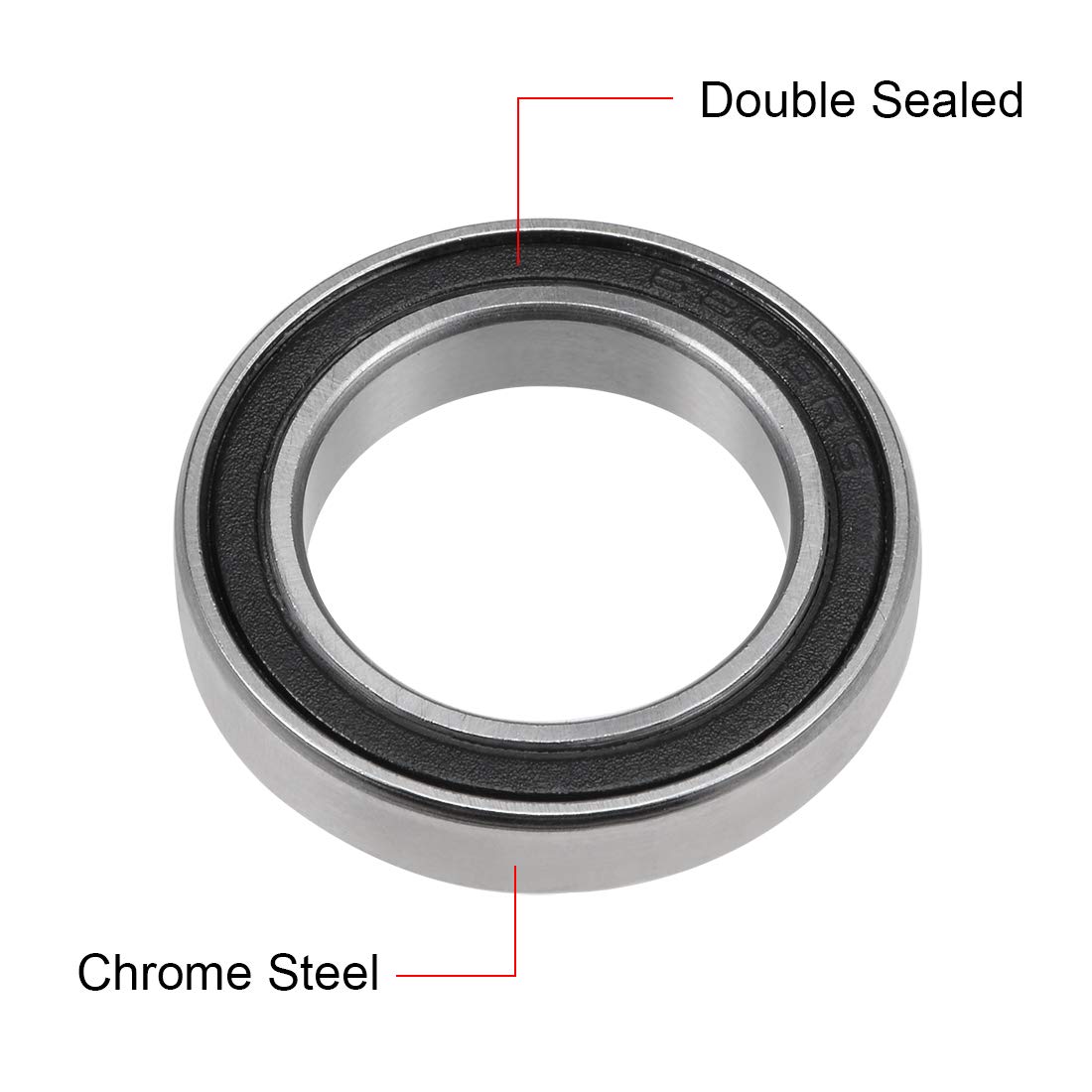 sourcing map 6803-2RS Deep Groove Ball Bearing 17x26x5mm Double Sealed ABEC-3 Bearings 2-Pack - Image 3
