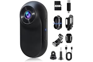 1080P Mini Body Camera, Thumb Size Chest Action Camera, Built-in 32GB Storage Portable Helmet Camera, Body Cam for Cycling, T