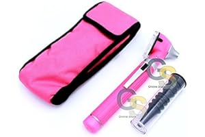 G.S SURGICAL Fiber Optic Mini Otoscope Pink Color (Diagnostic Set) G.S Instruments