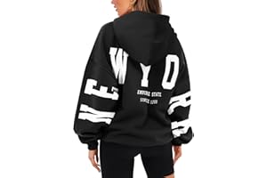 ORANDESIGNE Womens Letter Print Hoodies Fleece Graphic Sweatshirts Long Sleeve Pullover Sweaters with Pocket