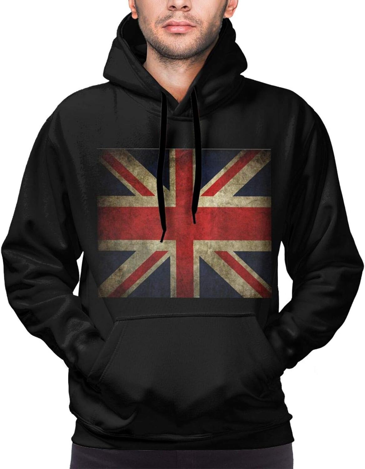 Vintage British Flag Men's Long Sleeve Hoodies Casual