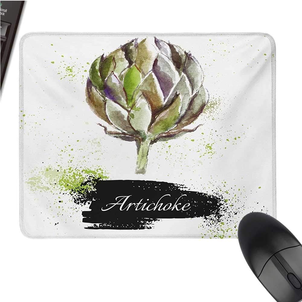 Artichokelarge Mouse padHand Drawn Delicious Fresh Vegetable Healthy Menu Good Eats Super FoodComfortable Mousepad 9.8"x11.8"Fern Green and Black
