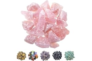 FORBY 1 lb Bulk Rose Quartz Rough Stones Large 1" Natural Raw Stones Crystal for Tumbling, Cabbing, Fountain Rocks, Decoration,Polishing, Wire Wrapping, Wicca and Reiki Crystal Healing