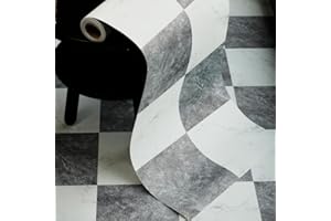 auxua Peel and Stick Floor Tile, Marble Pattern Continuous Vinyl Roll Flooring – 15.7'' x 19.68 ft Roll Covers 25.83 sq. ft, Effortless Alignment, Seamless Look Design for Bathroom, Kitchen