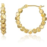 POWNOOL Gold Hoop Earrings for Women-18K Gold Plated Dangle Earrings-Lightweight CZ Cross Hypoallergenic Hoop Earring Jewelry Gift
