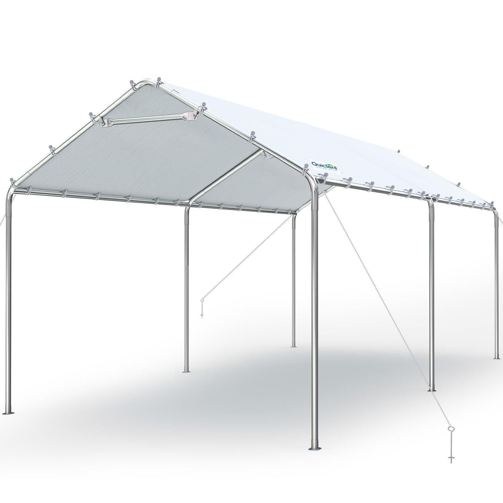 Photo 1 of ***FINAL SALE/NO RETURN, SOLD AS PARTS*** Quictent 10x20 ft Heavy Duty Carport Canopy Galvanized Car Tent Outdoor Garage Boat Shelter with Reinforced Structure, No Sidewall - White