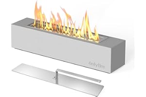 ONLYFIRE OUTDOOR LIVING Onlyfire Tabletop Fireplace with Extinguisher Lid, 18” Portable Smokeless Fire Pit for Outdoor & Indoor, Clean Burning Alcohol Bio Ethanol Firepit, Concrete Rectangular Fire Bowl with Non-Slip Pad