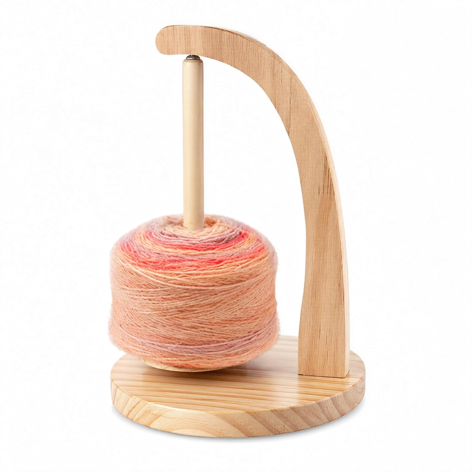 Dlzoiuc Upgraded 360° Rotating Yarn Holder, Pine Wooden Magnetic Yarn Spinner with Anti-Slip Wide Base, Portable Yarn Minder