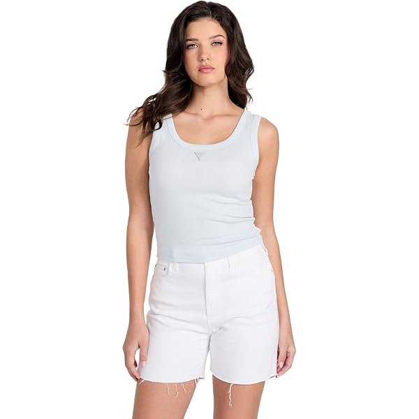 GUESS Women's Hesper Tank Top - Sleeveless, Embroidered Eyelet, Button Front, Scalloped Hem