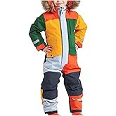 Carydety Snow Suit for Kids Girls Boys One Piece Snowsuit Waterproof Windproof Winter Outdoor Overalls Snowboarding Ski Suits