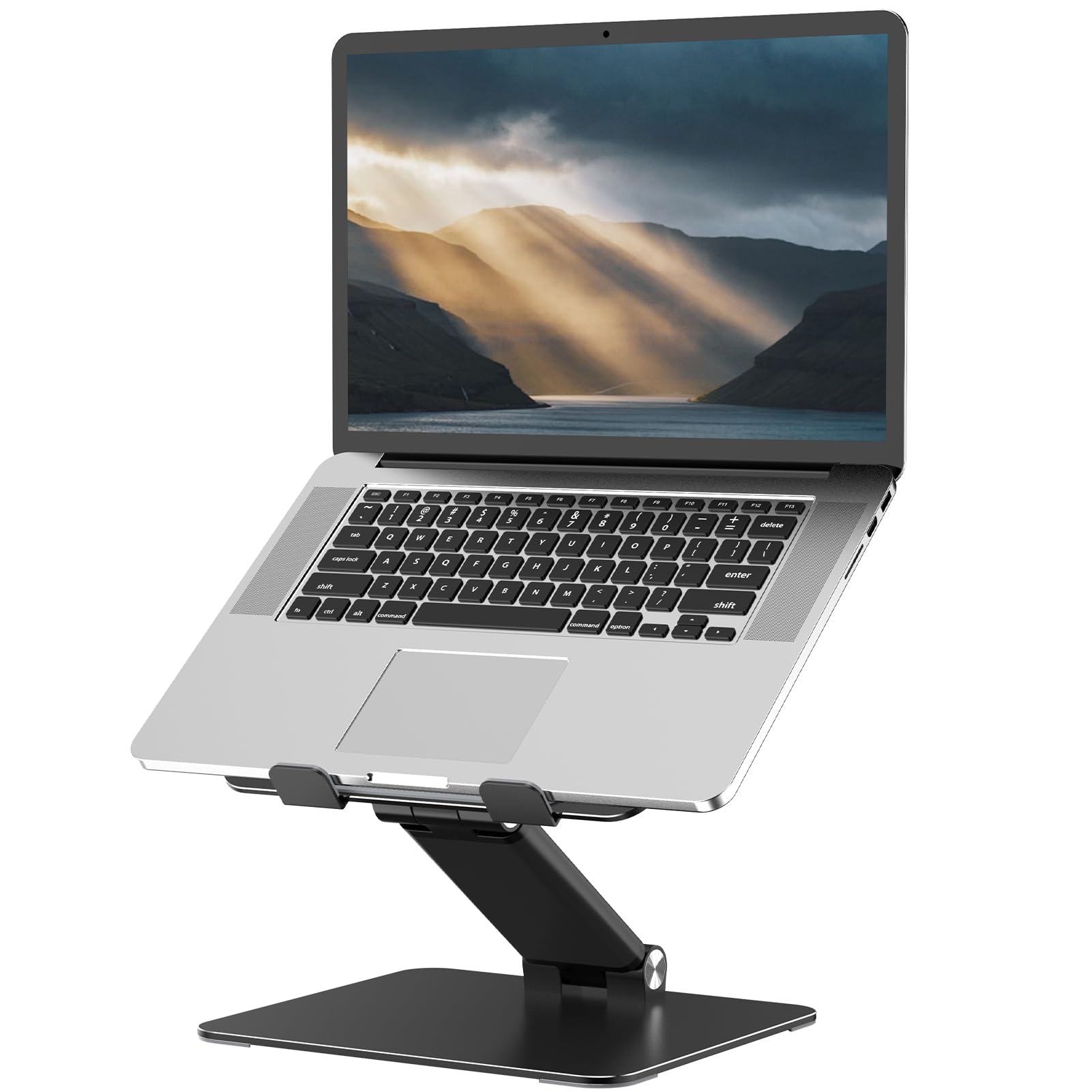 Tonmom Adjustable Laptop Stand for Desk, Metal Foldable Laptop Riser, Portable Laptop Holder, Ventilated Cooling Computer Notebook Stand Compatible with 10-17.3” Laptops