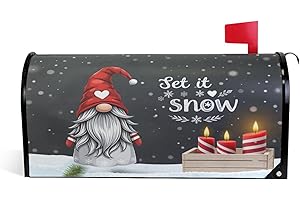 Vdsrup Christmas Gnome Mailbox Covers - Magnetic Winter Snowflakes Elf Mailbox Wraps - Standard Size 18" X 21" - Let it Snow Garden Decorations